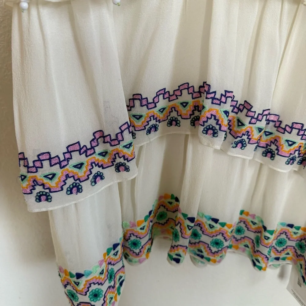 HEMANT AND NANDITA Silk Ivory embroidered Dress Size S - Picture 8 of 14